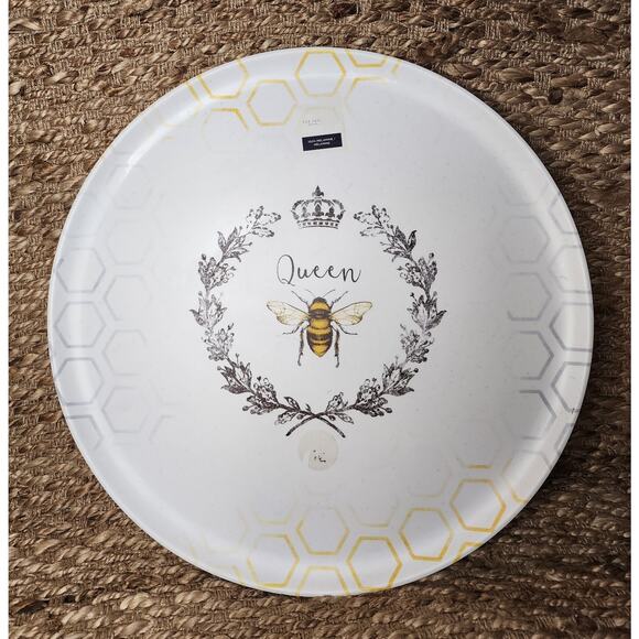 Rachel Ashwell Crown Queen Bee Heavy Duty Melamine 20" Turntable Lazy Susan - Picture 1 of 7